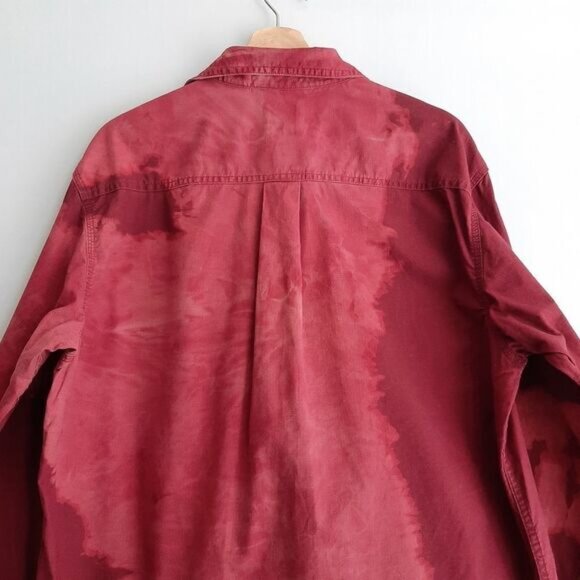RED HEAD BRAND \ Button Down Tie Dye Shirt Red Men's Sz L - Picture 6 of 10